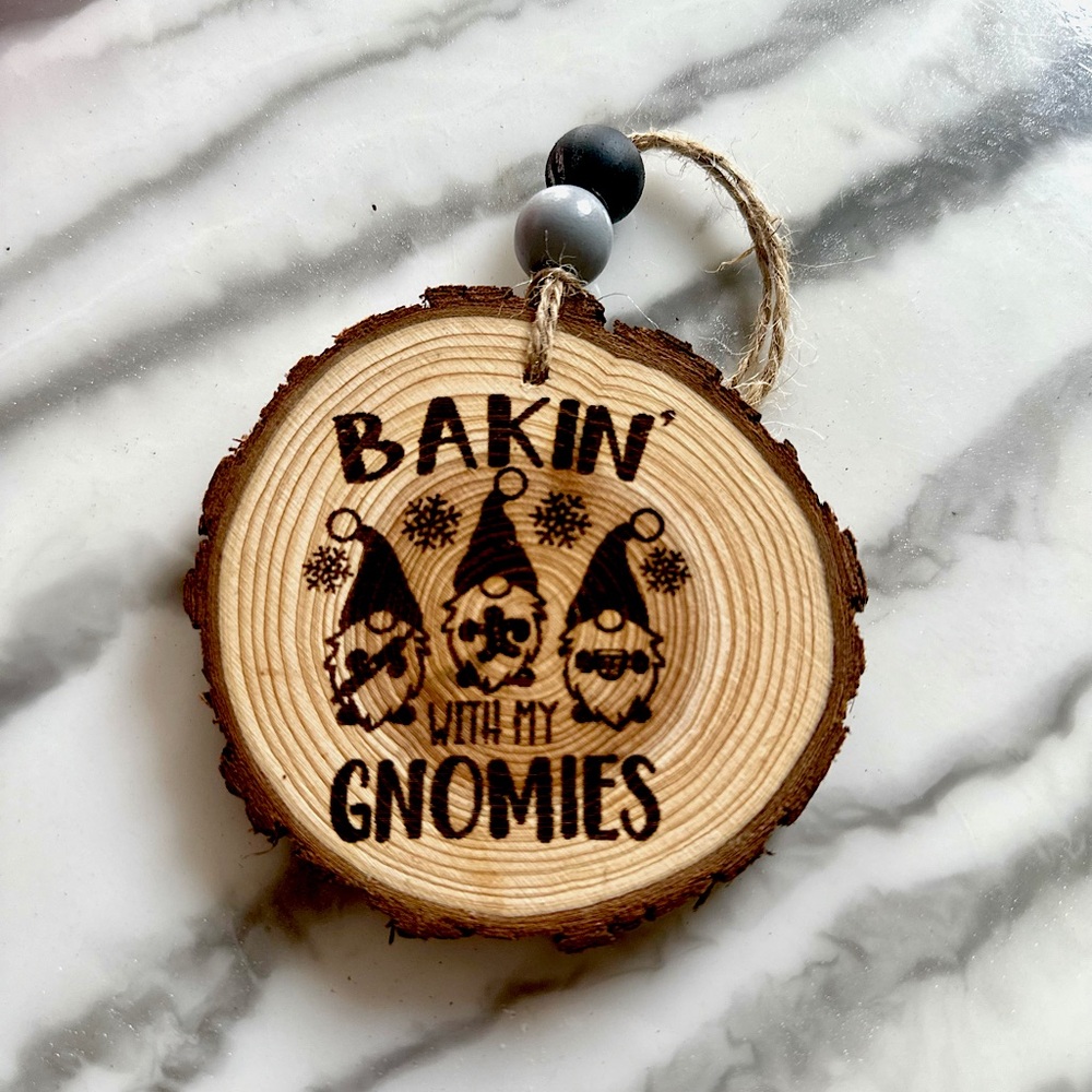 Gnome Baking Ornament; Gnome Baking Wood Is Ornament